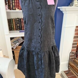 Black jacquard party dress with pockets! New with tags.
